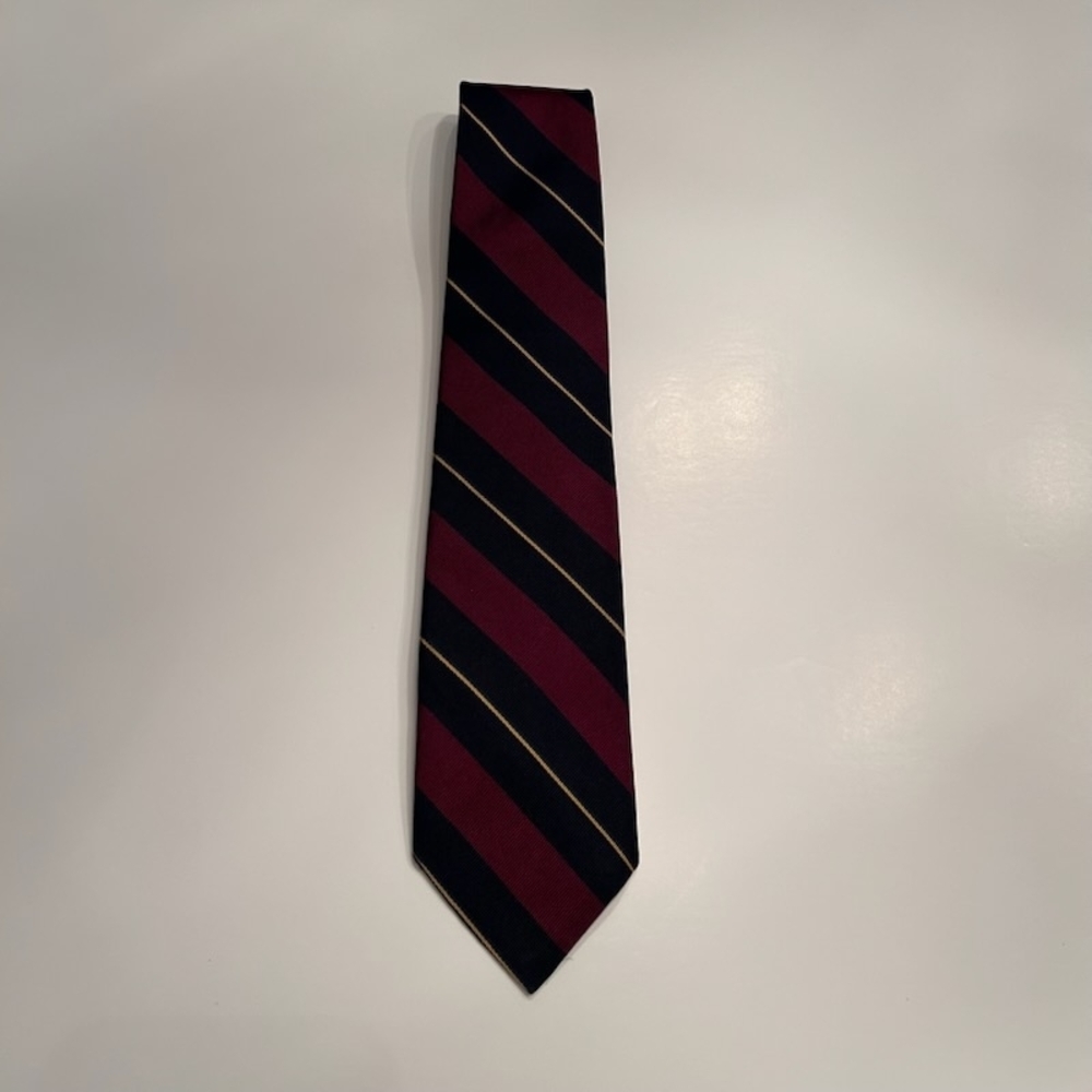 Ferrell Reed Burgundy and Blue Striped Silk Tie
